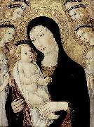 SANO di Pietro Madonna and Child with Sts Anthony Abbott and Bernardino of Siena oil painting on canvas
